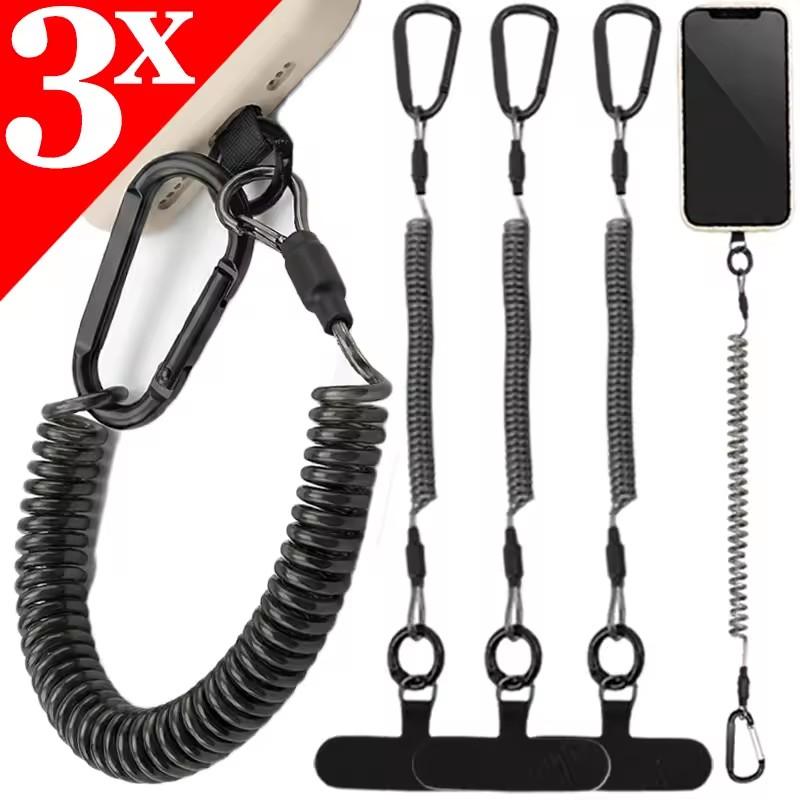 Carabiner Keychain - Tali Ponsel Fleksibel Anti-Hilang dengan Patch